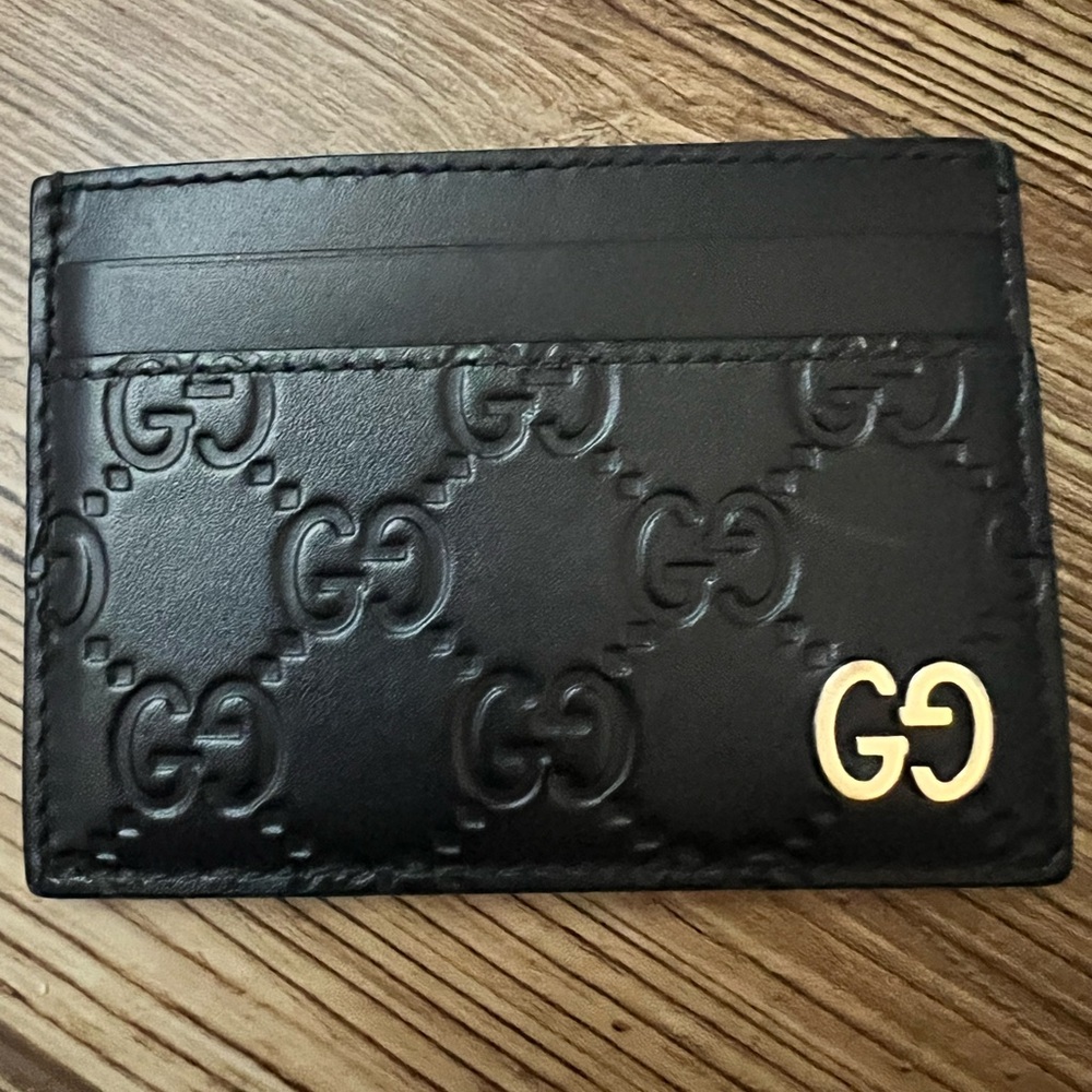 Gucci Deep Navy and Gold Card Holder